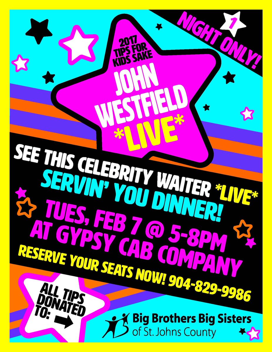 EpicBH_stAug's tweet photo. Give a round of applause to celebrity waiter John Westfield appearing at @Gypsy.Cab.Co in the spirit of #FUNdraising for #BBBS https://t.co/yeSW6HQca7