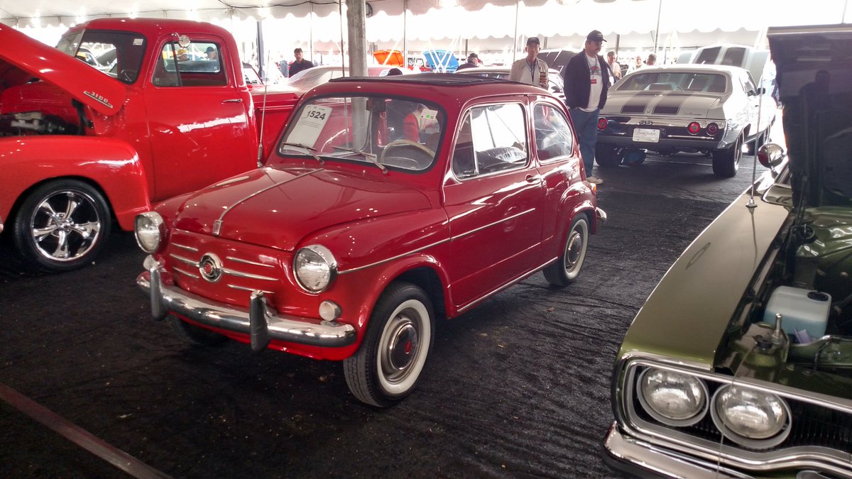 NRCOnAir's tweet photo. Bright colored Micro Cars, are plenty here at @Barrett_Jackson 2017. #isetta #gogomobil @#fiat600 @ScottsdaleAZ_RR https://t.co/W0ci9yEWOC