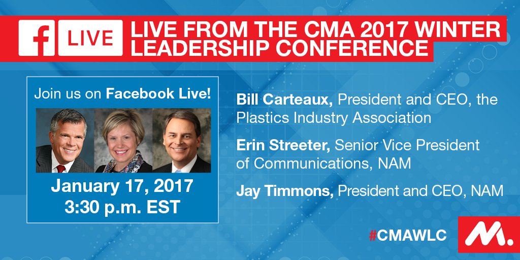 ShopFloorNAM's tweet photo. HAPPENING NOW! @erinstreeterNAM @bcarteaux @PLASTICS_US on Facebook LIVE from #CMAWLC. Watch it now! https://t.co/FtWaC6yMRE https://t.co/6rDHvgxPrL