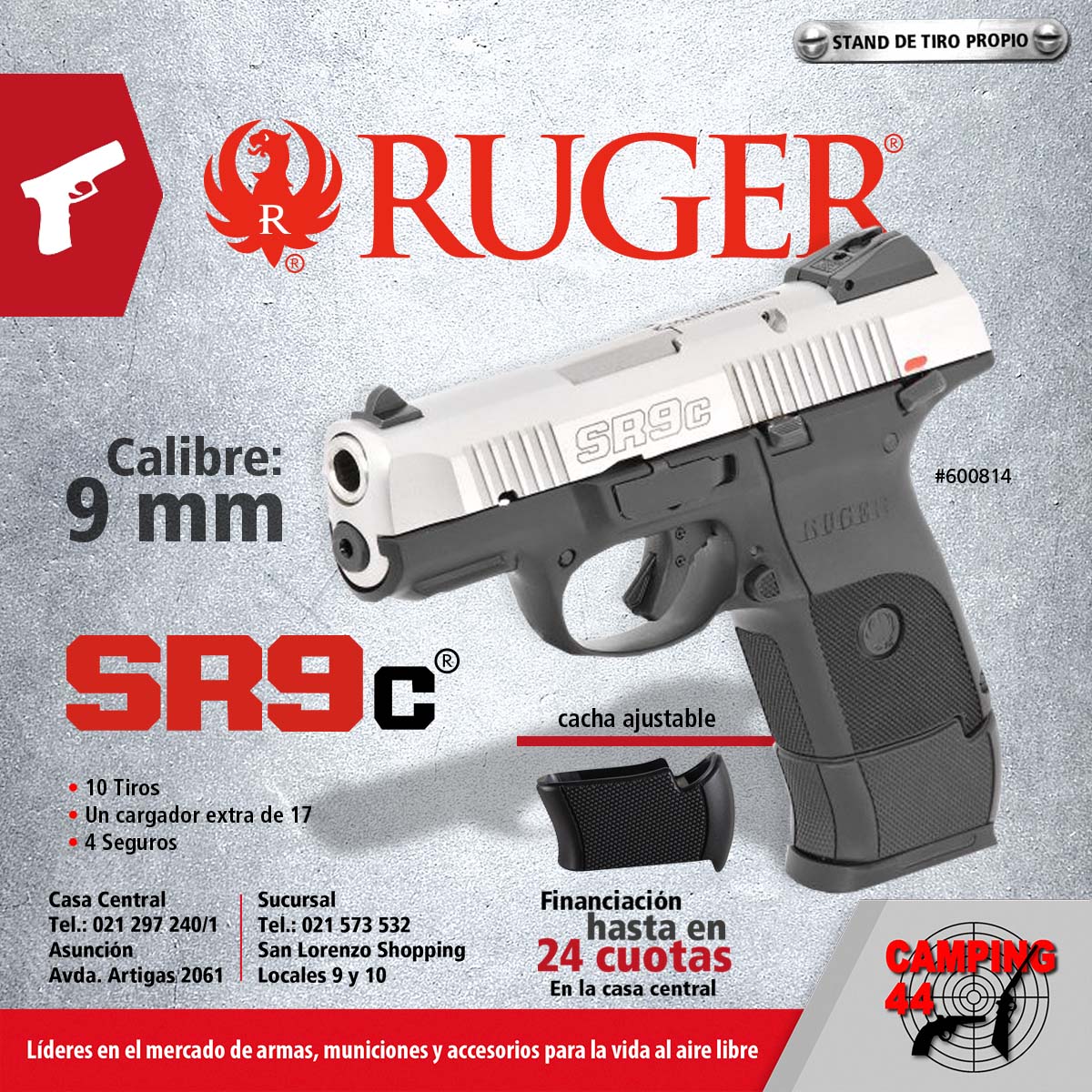 camping44's tweet photo. Perfectamente dimensionado para ser cómodo y controlable, la #Ruger #SR9c calibre 9 mm #pistola https://t.co/2yR6cWNRad