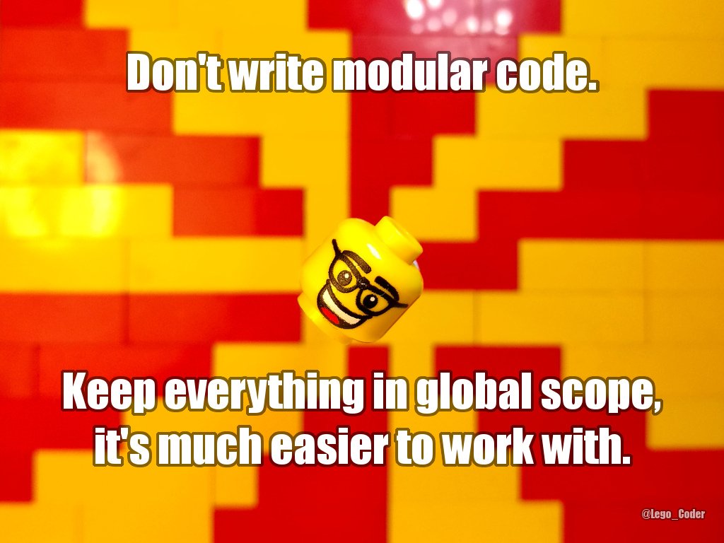Lego_Coder's tweet image. @_le717 supplied this lovely bit of #BadCoderAdvice Send us your coder advice &amp;amp; it might get added to our series. #codinghumor #coderjoke