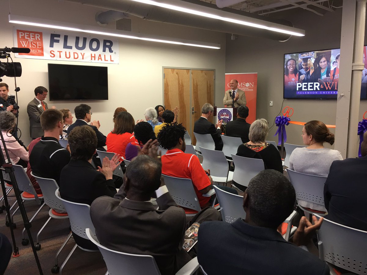 ClemsonCECAS's tweet image. Packed house for ribbon-cutting at new @FluorCorp Study Hall, space shared by @CU_PEER and @ClemsonWISE