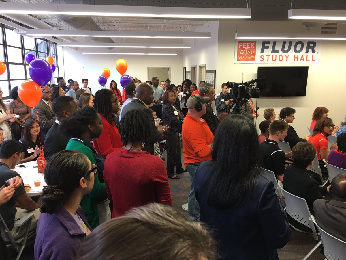 ClemsonCECAS's tweet image. Packed house for ribbon-cutting at new @FluorCorp Study Hall, space shared by @CU_PEER and @ClemsonWISE