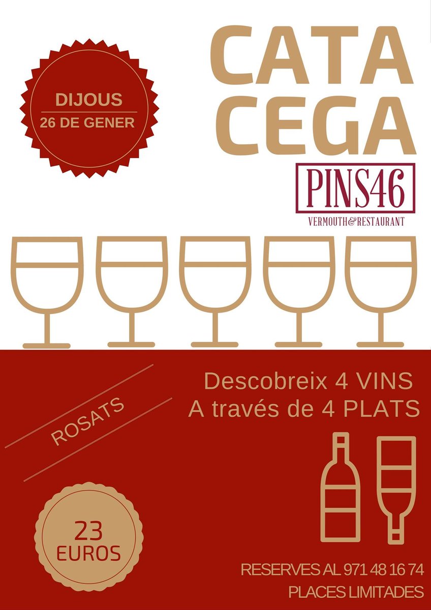 PINS46's tweet image. 2ª Cata Cega de "Descobreix el vi a través del menjar" // 📞971481674 // Places limitades @Jornucc