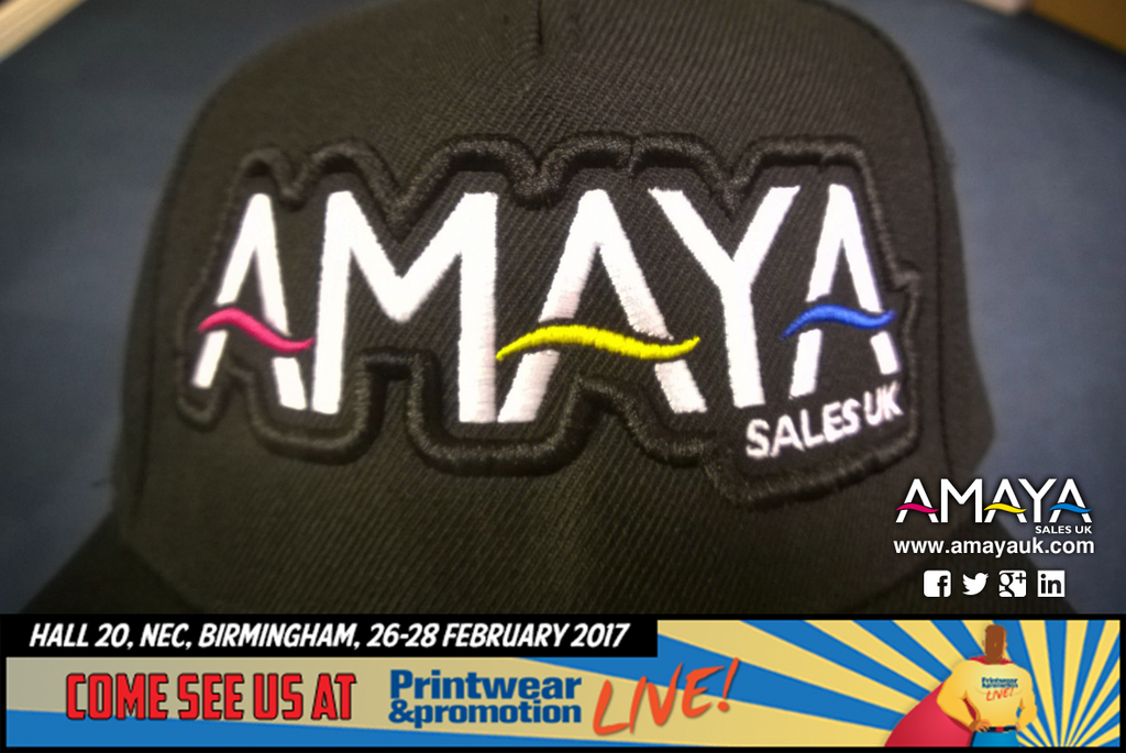 amaya_uk's tweet photo. Want to produce 3D Foam Embroidery? Come and see it in action at this year's @PandPLive! #Melcoemt16 #embroidery #designercaps https://t.co/5K9L2JsHtz