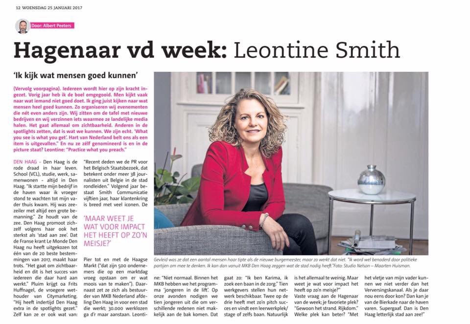 Zeer vereerd om door @deposthoorn tot Hagenaar vd Week te zijn uitgeroepen! Mede dankzij mijn geweldige <a href="/smithcomm/">Smith Communicatie</a> team! #weloveteamwork #pr