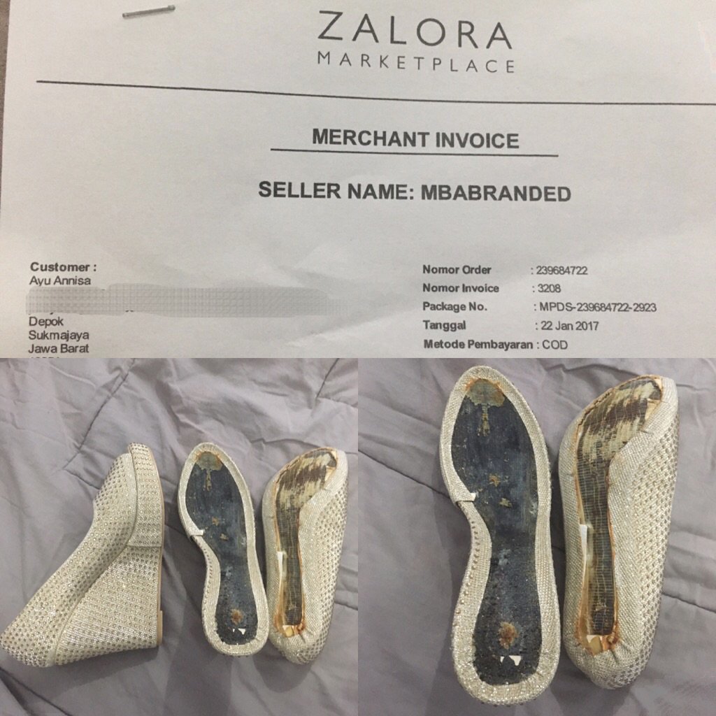 ayunduth's tweet photo. Halo @zaloraID saya br dpt paket pesanan sy,tp wkt br sy coba pakai selangkah sepatu lgsg rusak sprt ini..bagaimana ya?? https://t.co/Q8F42OdEpP