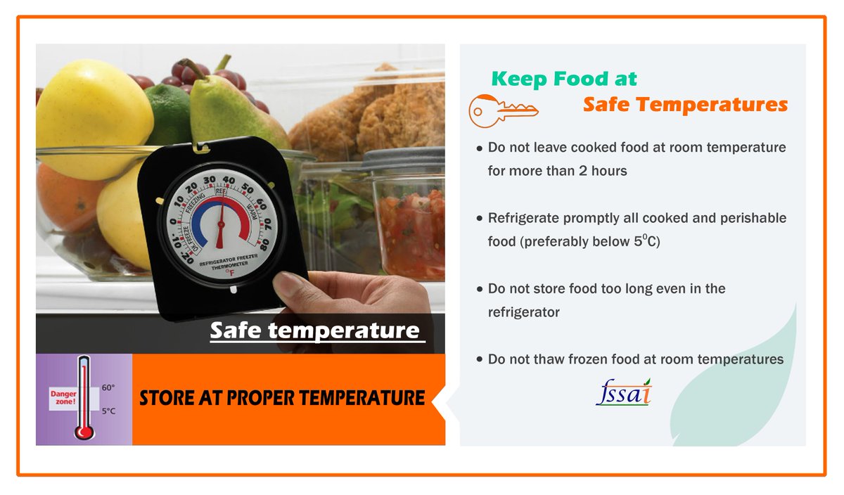 fssaiindia's tweet photo. #Keepsafe is step4 towards #safe #food practices as storing foods at proper #temperature prevents food spoilage #safefoodpractices #safefood https://t.co/75tsB95TWd