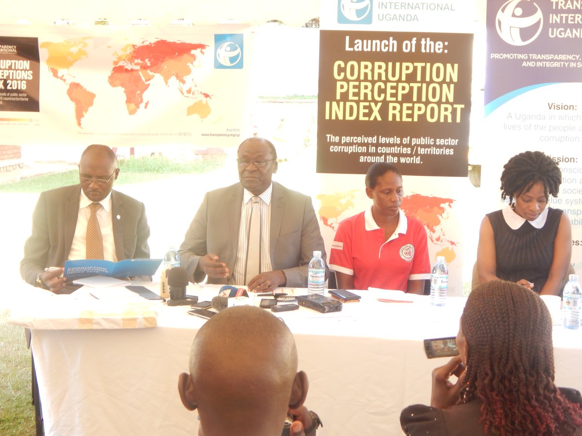 tiuganda1's tweet image. TIU board chair and x chair giving facts about #corruptionperceptionindex
