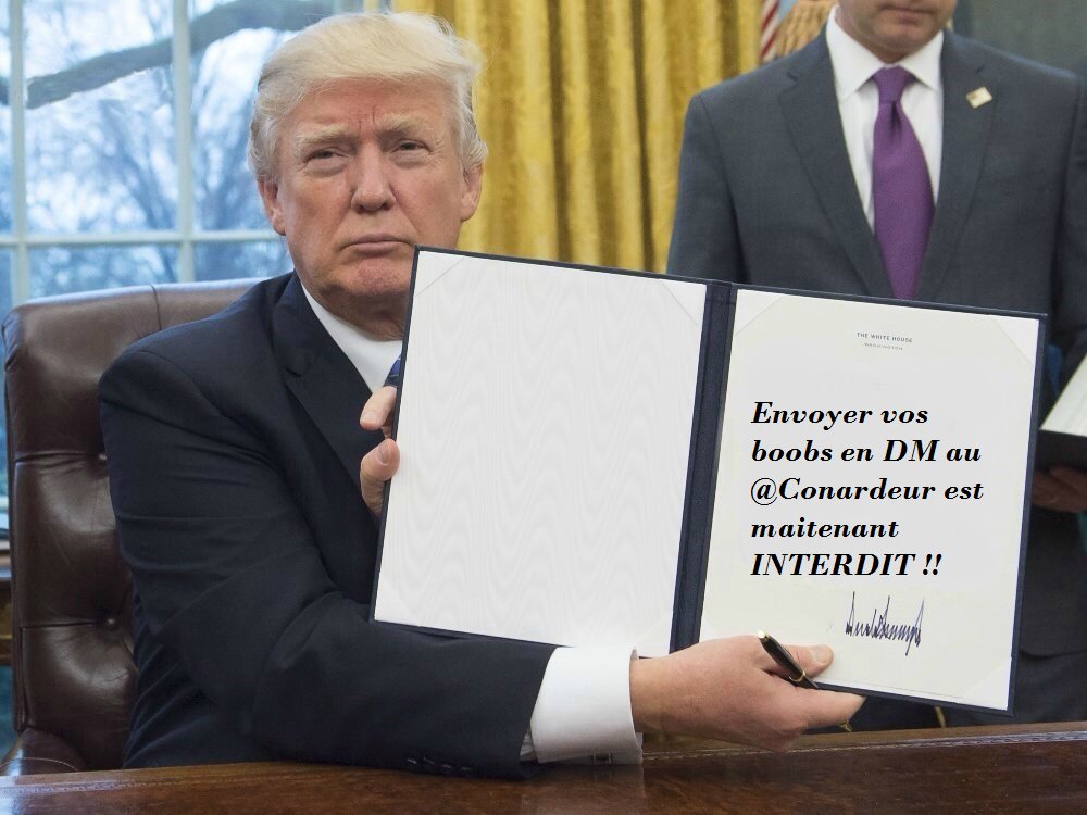 Conardeur's tweet photo. Les filles, vous n'allez quand même pas vous laisser dicter votre façon d'agir par Trump ! Rebellez-vous ! https://t.co/uzh25Womoe
