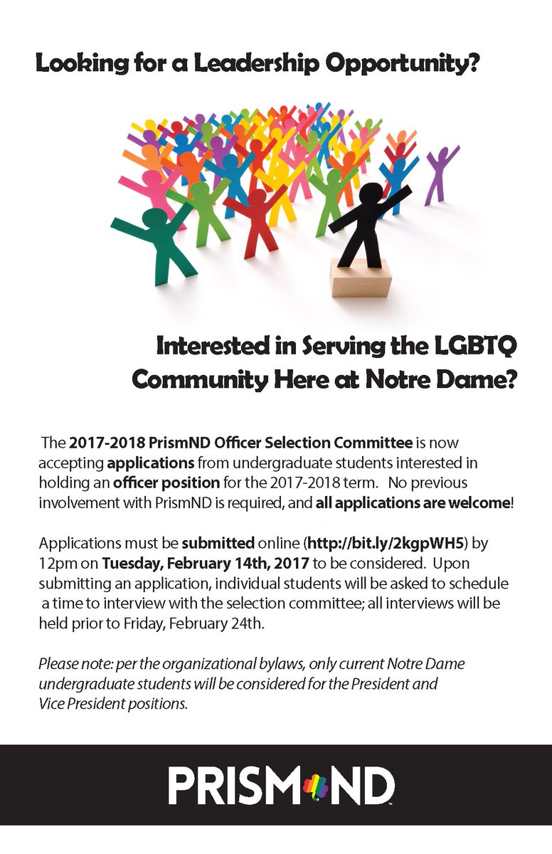 Looking for a leadership opportunity for next year?  2017-2018 PrismND Officer applications are now available! bit.ly/2kgpWH5