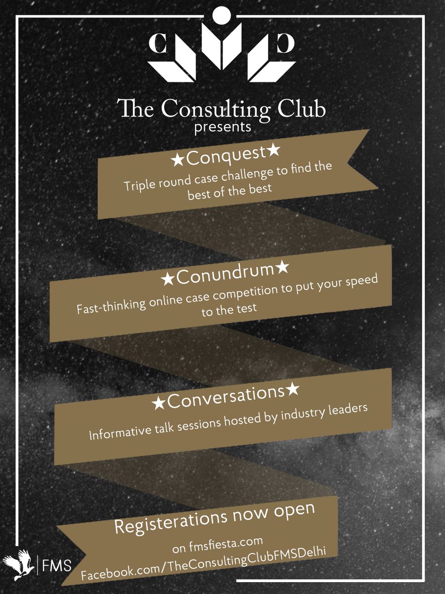 Fiesta_FMS's tweet photo. Consulting Club of FMS presents (Register at)
CONQUEST: https://t.co/DrmtTXMGTg
CONUNDRUM: https://t.co/4hHIVq8km8
https://t.co/ImlUkmJkMZ https://t.co/cszt2po77S
