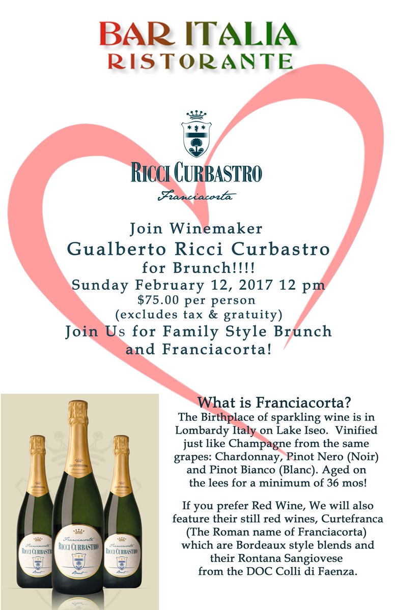 tavolovigneto's tweet photo. Mark your calendar For Sunday Funday brunch @BarItalia Meet Winemaker Gualberto Ricci Curbastro! https://t.co/Ctf4HLUYXE