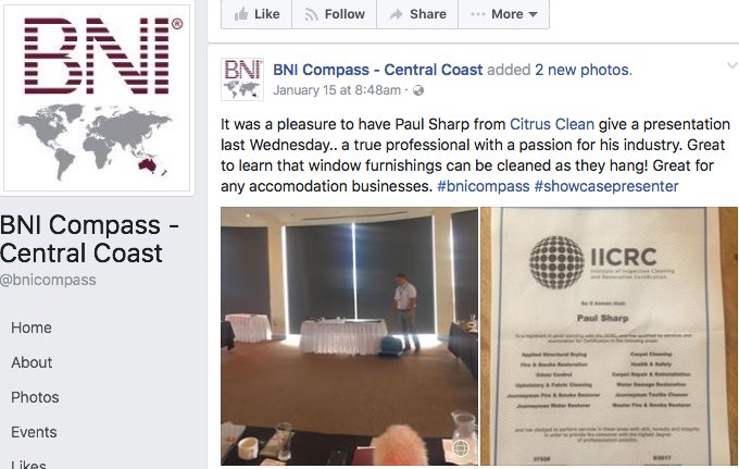 citrus_clean's tweet photo. Facebook post from #BNI Compass #Central Coast and YES you can have your window furnishings cleaned as they hang! https://t.co/6UnpajctZn