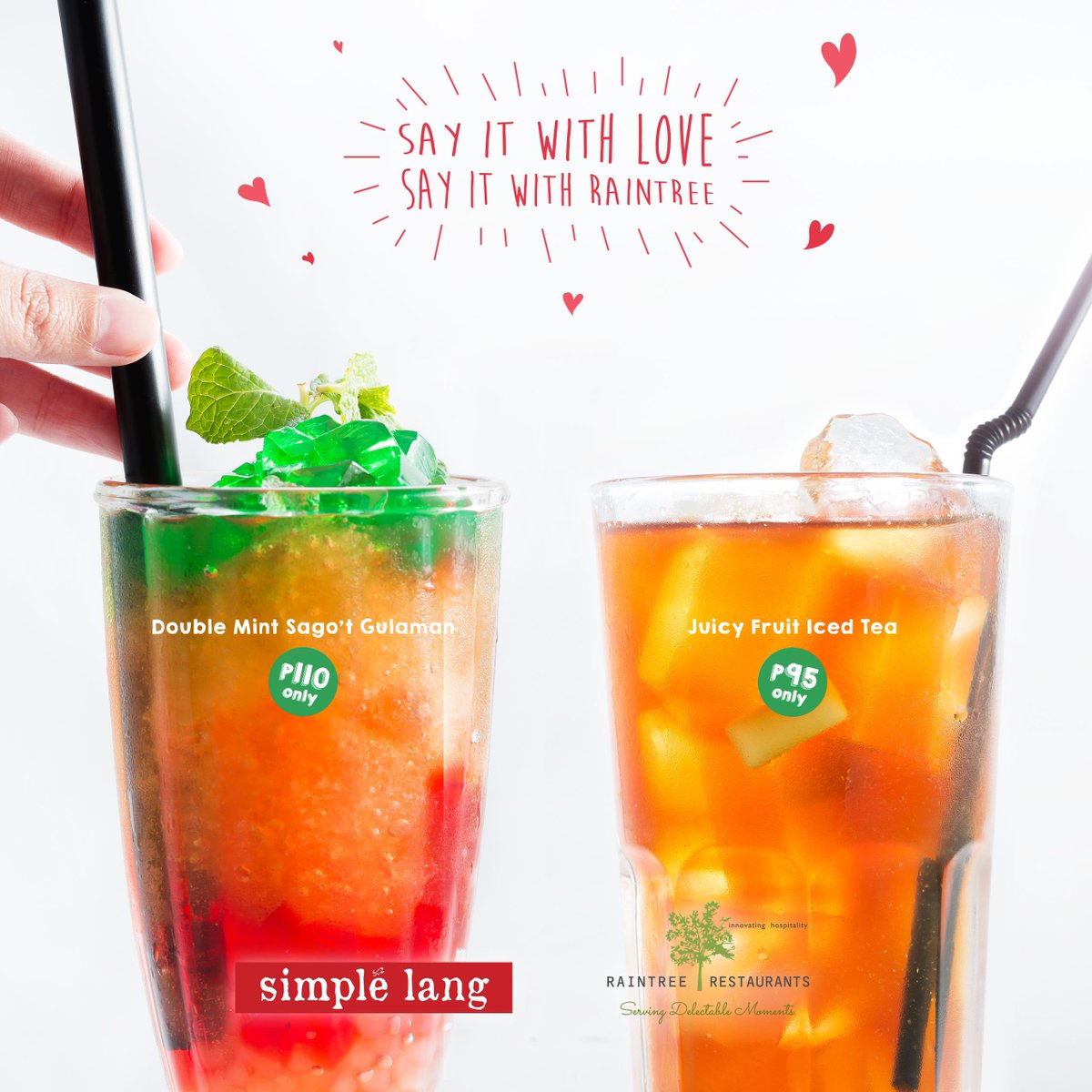 raintreesmplng's tweet photo. Sweet ba ang tipo mo? Enjoy a drink together and see if a crush develops into love! #LoveSimpleLang #Raintreerestaurants #Valentines2017 https://t.co/IzvU3gSIcq