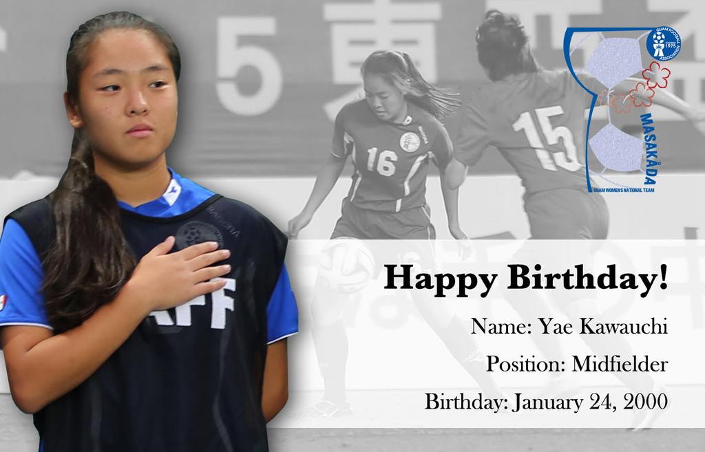 GuamFootball's tweet photo. Belated birthday greetings to Yae Kawauchi of the #Guam #Masakada, who debuted in 2014 as a sub in an EAFF tourney https://t.co/CGRczyxeDQ