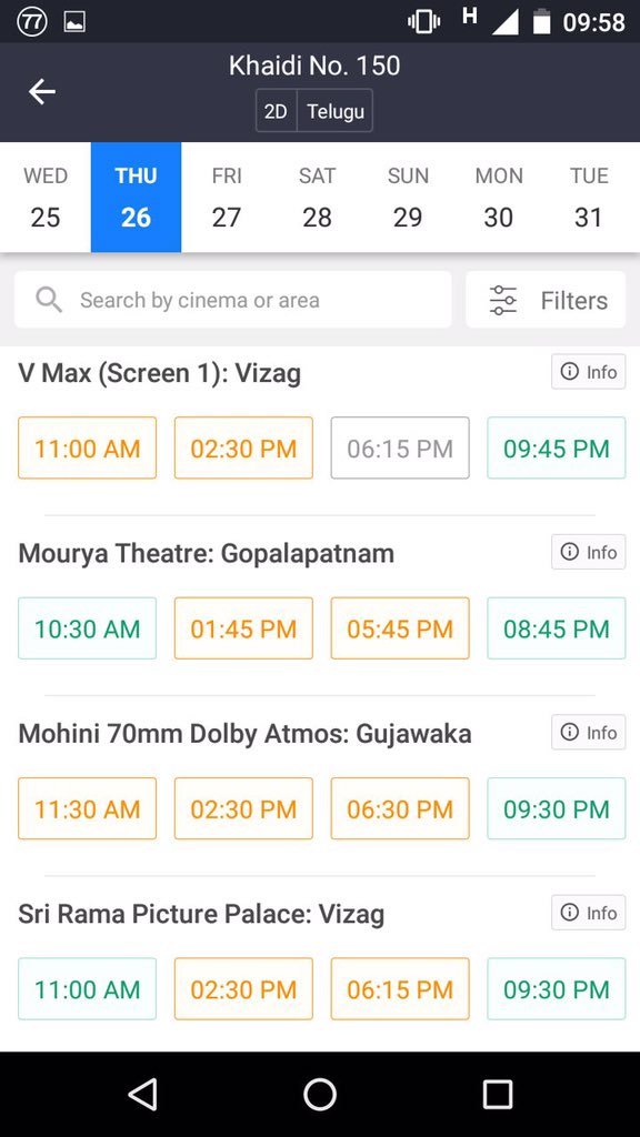 Yevadu_'s tweet photo. Vizag Today and Tomorrow Booking Status #KhaidiNo150 #BossIsBack https://t.co/OFpMNIi8fu