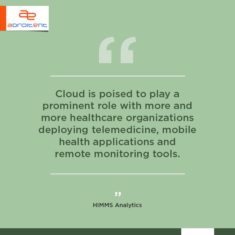 Adroitent's tweet photo. #Healthcare organizations are increasingly willing to trust the #cloud with protected health information! #HealthIT #HIT #telemedicine https://t.co/Xz3dhdkNbK