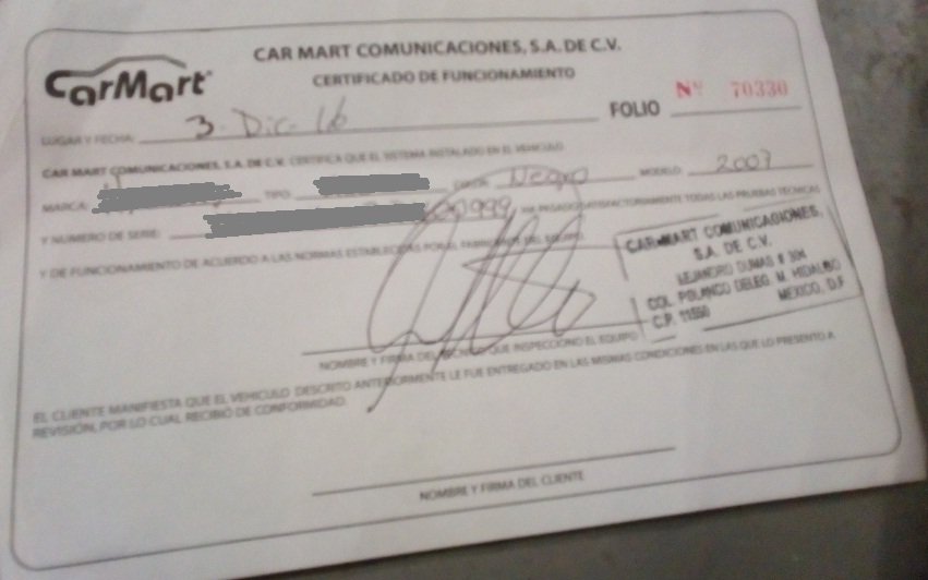 LAOMEXI's tweet photo. @LoJackInforma @lojack_mex @LoJackCorp @profeco #lojack XQ un"certificado" Dinstalacion lo entregan sin nombre y con un garabato?=0confianza https://t.co/2uBoo9R6kd