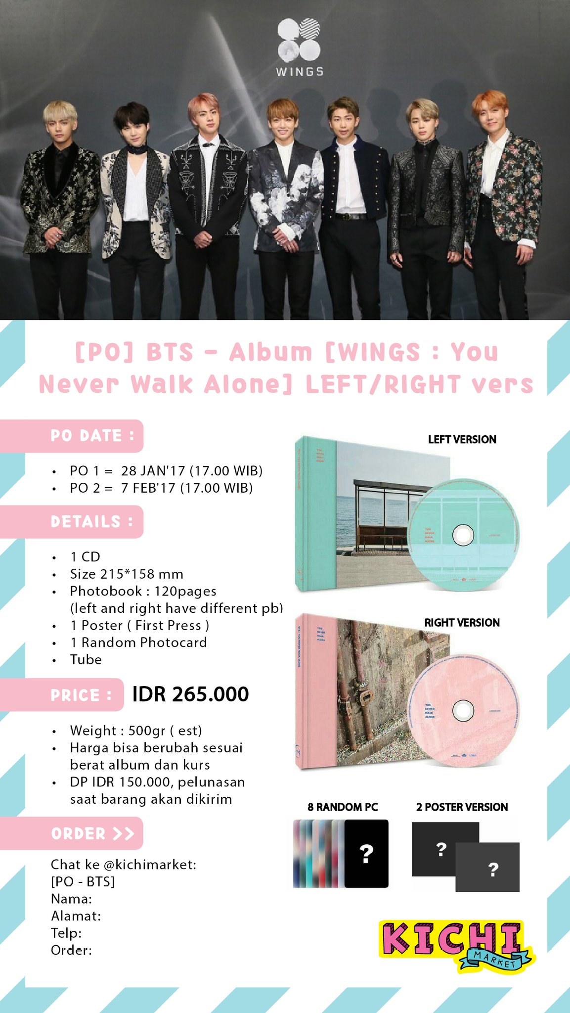 Kichi Market Twitterissa Pre Order Bts Album Wings You Never Walk Alone Left Right Vers Idr 265 000 Detail Please Check Picture T Co Mrq3inbmhe Twitter