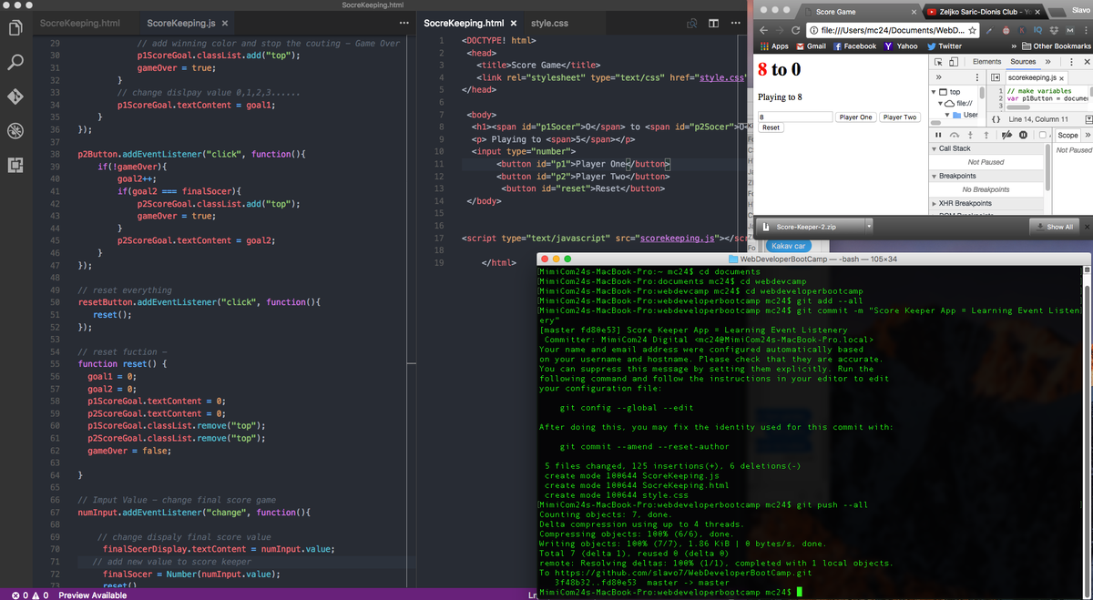 slavo3dev's tweet photo. Day 11. Today i was working on Score Keeping Game. Working on basics Event Listeners, Function.... #100DaysOfCode #javascript #365codedays https://t.co/qOGmvJcEFs