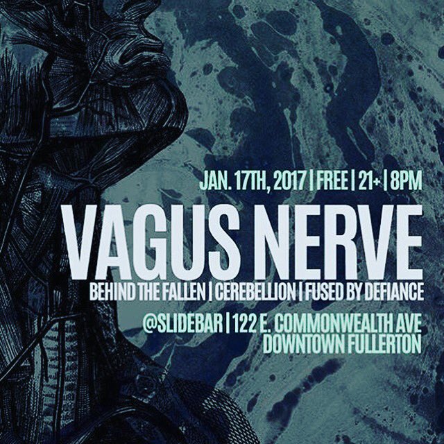 See you tonight for <a href="/VagusNerveBand/">Vagus Nerve</a> <a href="/behindthefallen/">Behind the Fallen</a> <a href="/Cerebellion1/">Cerebellion</a> + <a href="/FusedByDefiance/">Fused By Defiance</a> - FREE SHOW. 8pm.
