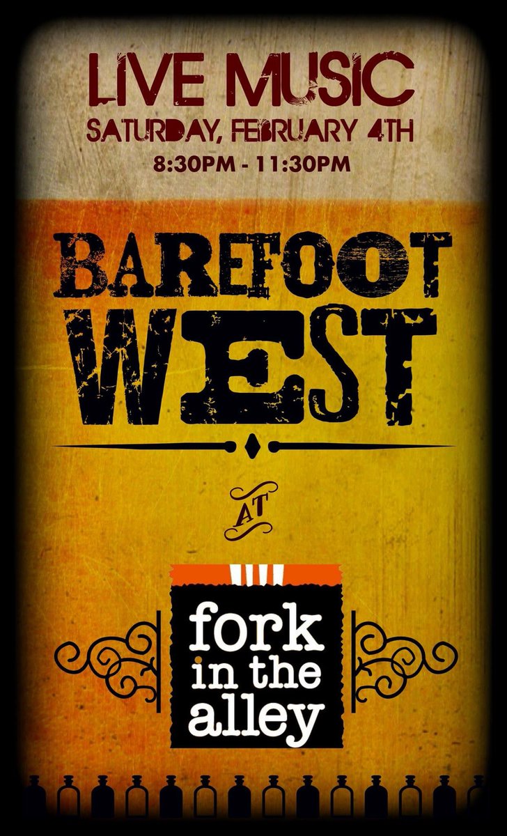 forknoke's tweet photo. Join us for @BarefootWest in the Alley on Saturday, February 4! #LiveMusic #Roanoke #SoRo #ForkInTheAlley https://t.co/wO15LAzgoe