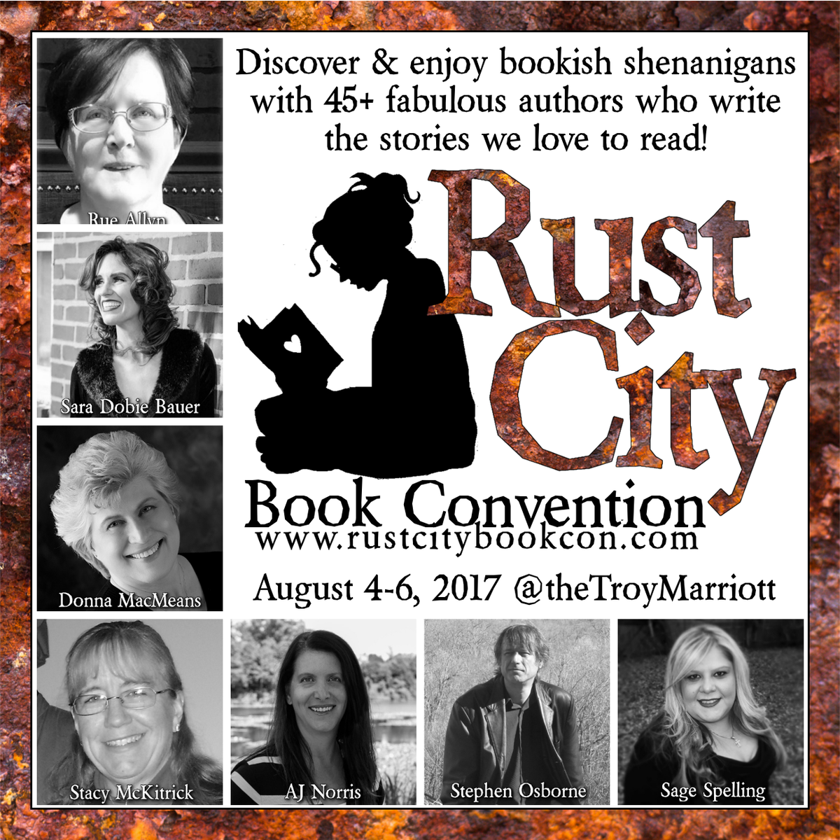 RustCityBookCon's tweet photo. Registration for #RustCity17 is now open! Join 45+ authors for parties, flash fiction, charity booksigning, &amp; more!
https://t.co/5wqhvwgk7y https://t.co/eLmDeM8yqh