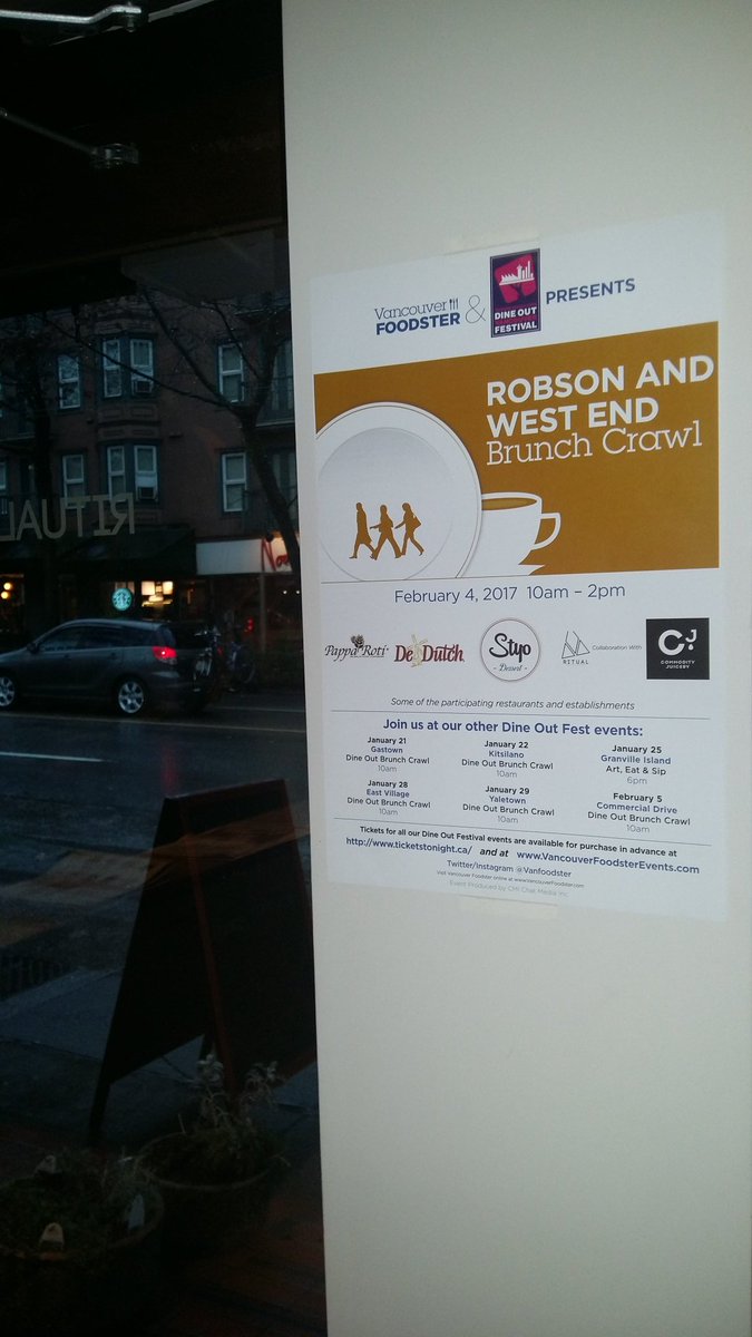 ritualYVR's tweet photo. Posters up! We will be taking part in the West End Brunch Crawl Feb 4, 10am-2pm! #brunch #westendbestend @vanfoodster @CommodityJuice https://t.co/J9QCfvHLkZ