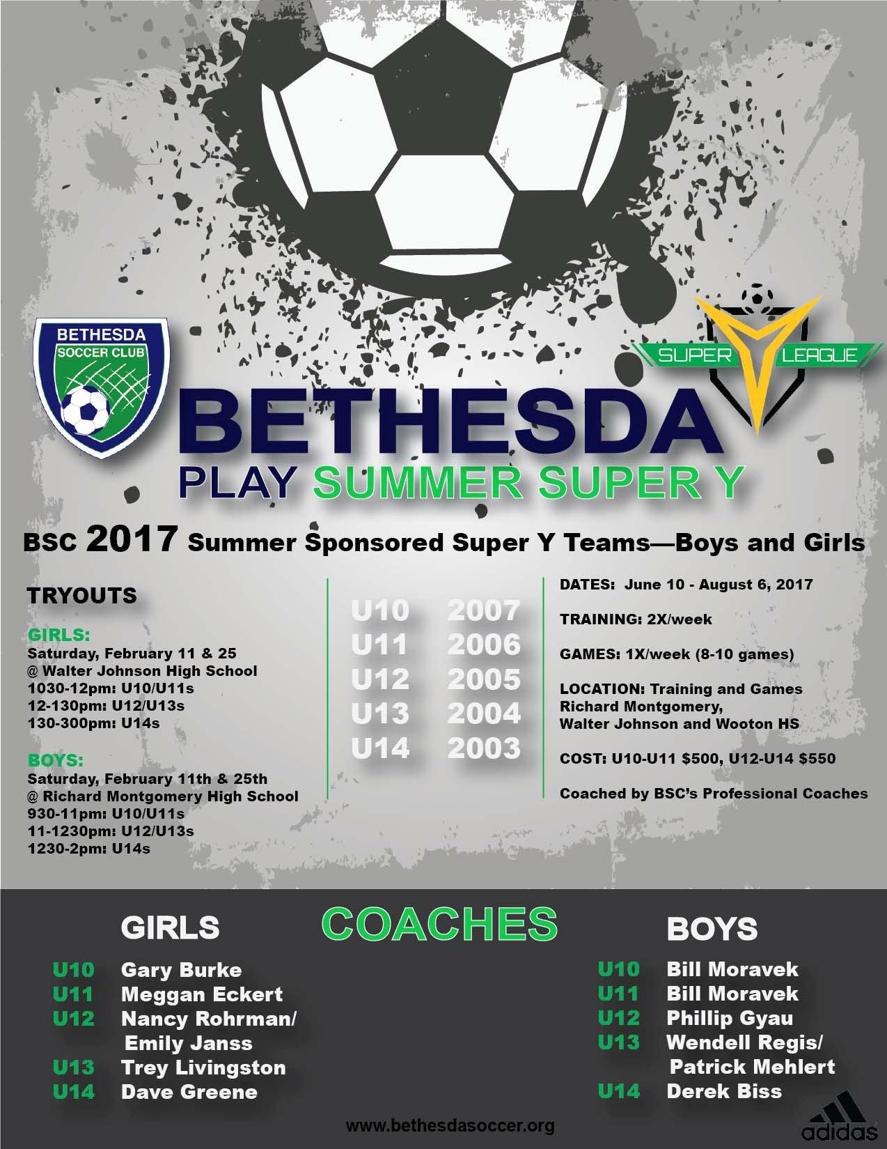 Bethesda Soccer Club on Twitter "Tryout for Bethesda SC's Summer 2017