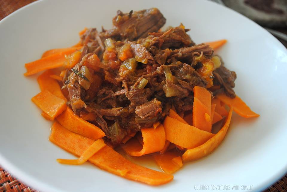 Culinary_Cam's tweet photo. Topped Sweet Potato Ribbons from @VeggiesMadeEasy with a braised beef ragu to keep it #Whole30 compliant. #CulinaryCuts https://t.co/EIoSMnaIkI