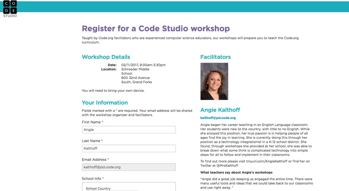 mrskalthoff's tweet photo. Join me for a FREE @codeorg  workshop in Grand Forks, ND https://t.co/gXPZcafrVV #ndcodes #mncodes #csforall #gfedchat https://t.co/cpTyATkdB1