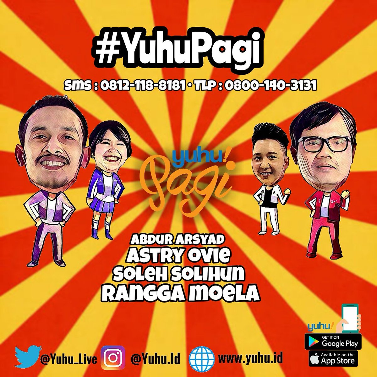 Yuhu_Live's tweet photo. Yuk skrg merapat di #YuhuPagi breng @solehsolihun @abdurarsyad @Rangga_Moela  dan @astryovie #Radio #RadioMorningShow https://t.co/xGJsorzQR3