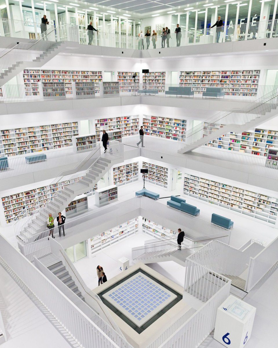 jpconnelly's tweet photo. MY kind of library. #white #beauty #StuttgartCityLibrary #germany https://t.co/0yGIuZ9z9E
