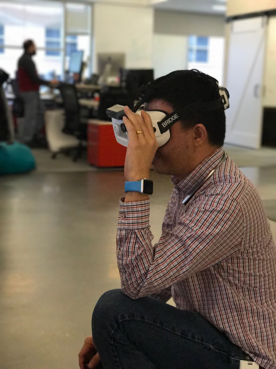 louielouie's tweet photo. I really like this picture that @jblocksom took of me wearing the @occipital #bridgeheadset. Mixed reality is in our future. https://t.co/MFDJhQQCCV