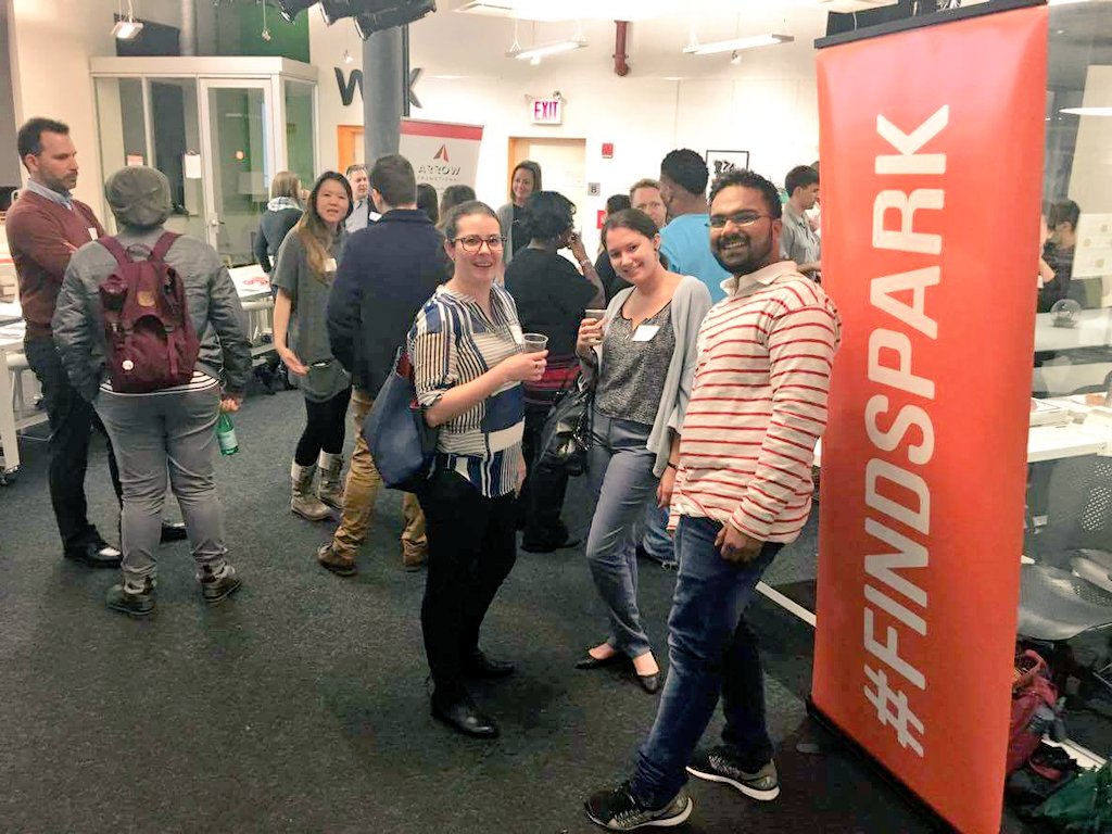 FindSpark's tweet photo. Our #FindSpark employers & speaker alumni happy hour is a blast! Thx to our partner @ArrowPromo ! #WixEvents https://t.co/xdVPjEOHbA
