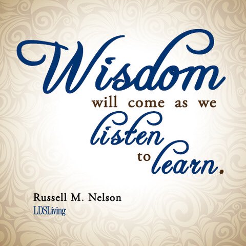 UofUInstitute's tweet photo. "Wisdom will come as we listen to learn" -Russell M. Nelson #BecomingU #LDSinstitute #UofUi https://t.co/tnbgJpQJrk