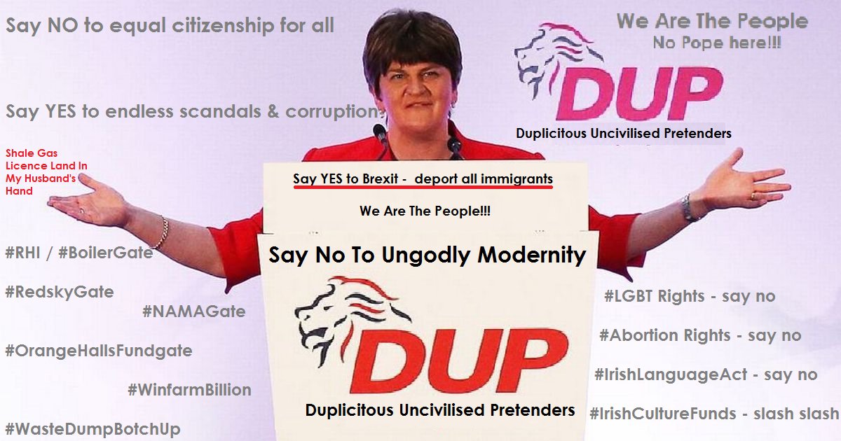 Irish_Ulster's tweet photo. 📢D.U.P: Duplicitous Uncivilised Pretenders🔥
A party of corruption and discrimination by bigots!
#BoilerGate #NamaGate #RedskyGate #LiofaGate https://t.co/cFWW3CiWCs