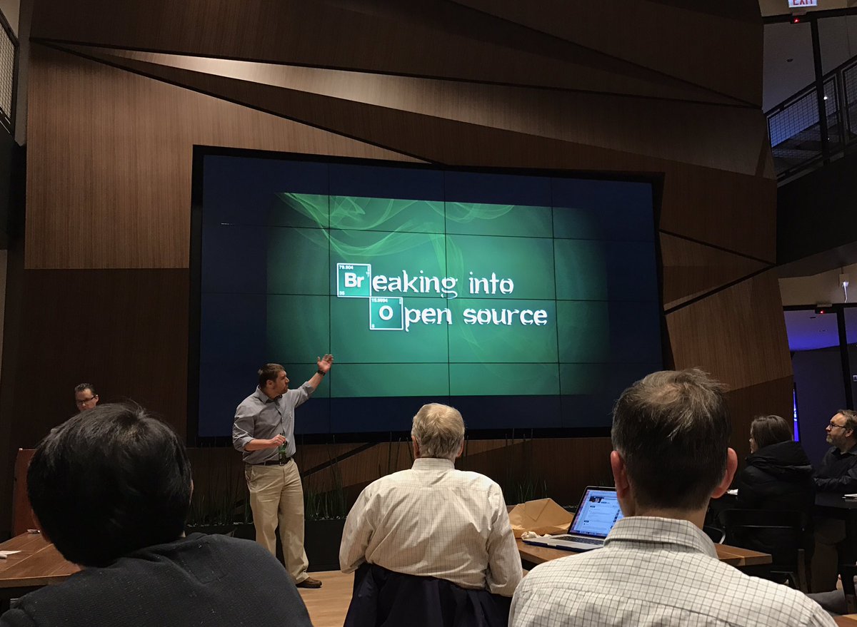 henriavo's tweet photo. At the first #cjug meeting of the year. Tonight's topic: Breaking Into Open Source. https://t.co/fwNz9XiloW