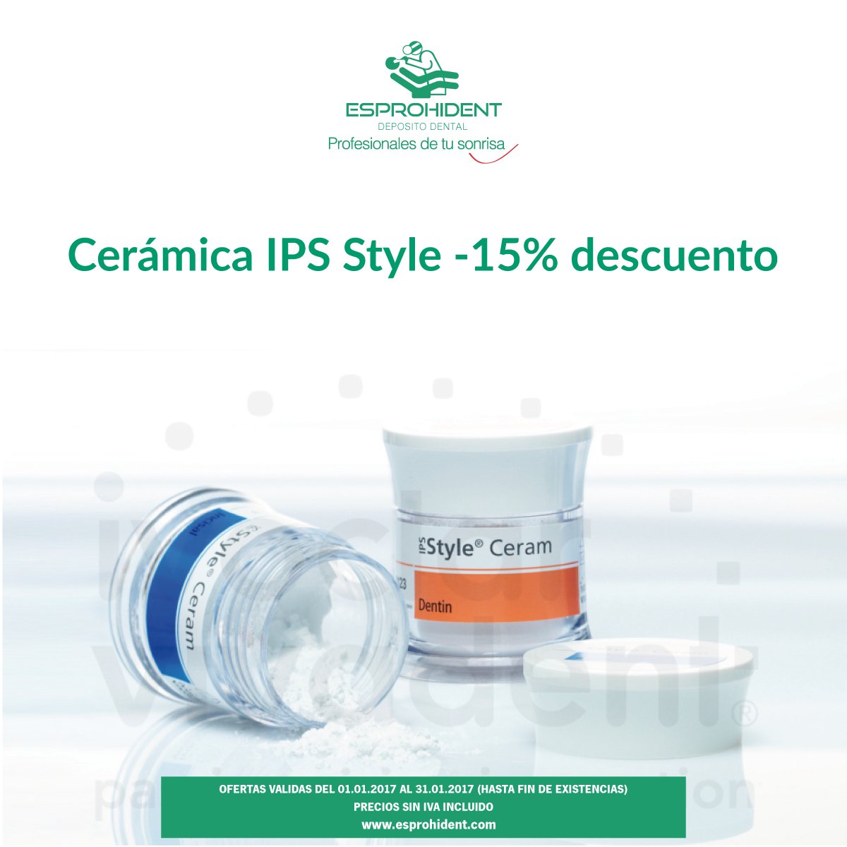 Esprohident_Esc's tweet photo. En el depósito dental @Esprohident_Dep puedes encontrar las mejores promociones. Este mes de enero Cerámicas IPS Style -15% descuento https://t.co/jYEBb7kMhx