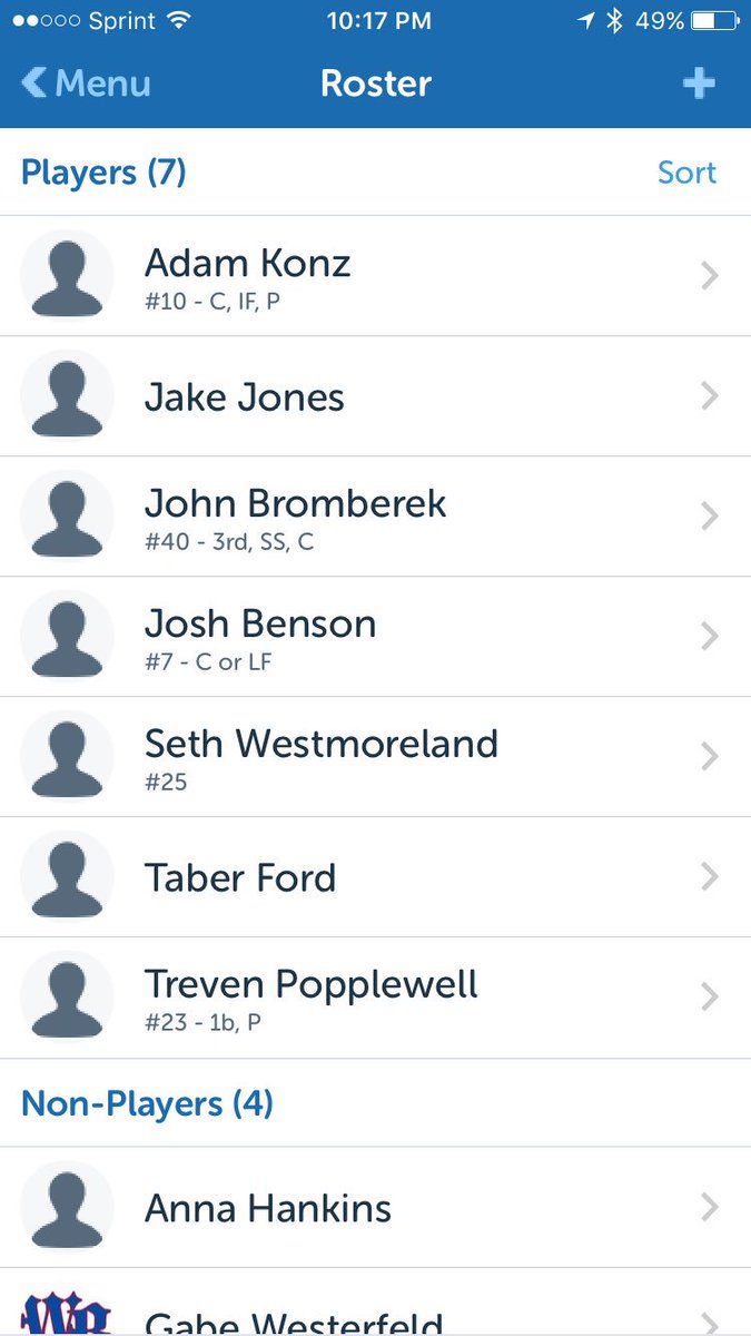 If your a player and don't c ur name on here, text ur name and email address to 765-891-9063 to get added to the player roster 4 team emails