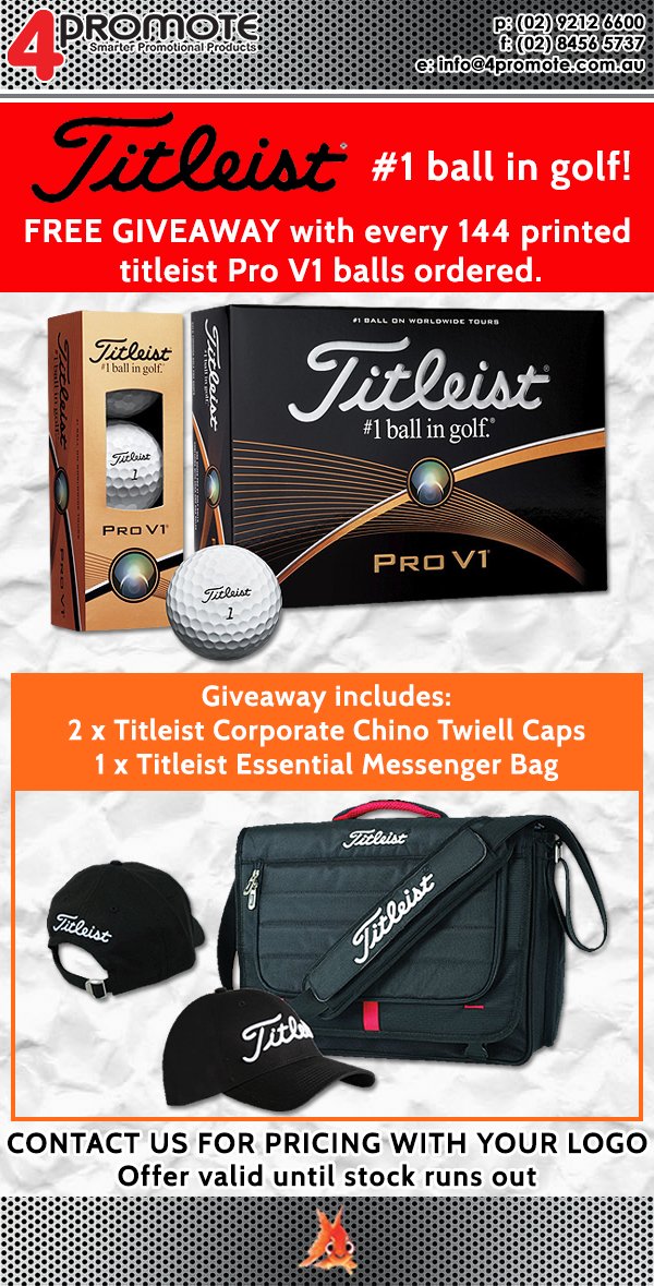 4promote's tweet photo. Titleist #1 ball in golf! FREE GIVEAWAY with every 144 printed titleist pro v1 balls ordered. #4Promote, #PromotionalProducts, #Titleist https://t.co/Z0IM15RE0j
