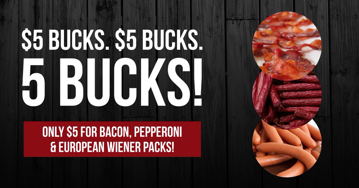Illichmannshop's tweet photo. $5 Bucks. $5 Bucks. $5 BUCKS! Bacon, Pepperoni and European Wiener packages for only $5! Deal ends Jan 31st so hurry in! #yycdeals #butcher https://t.co/GW97Hb4Uvd
