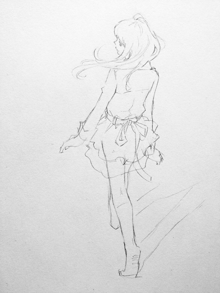 「先にヌードデッサンしてから、上に服を着せるように描きます。作画時間はおよそ20分」|窪之内 Eisaku 英策のイラスト