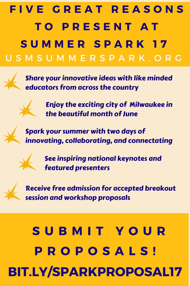 USMSpark's tweet photo. Present to other great innovators at Summer Spark - submit proposals https://t.co/yRyFXS50eQ #USMSpark #ConnetEDtl #ECEchat #worldgeochat https://t.co/1IcqgMXgcZ