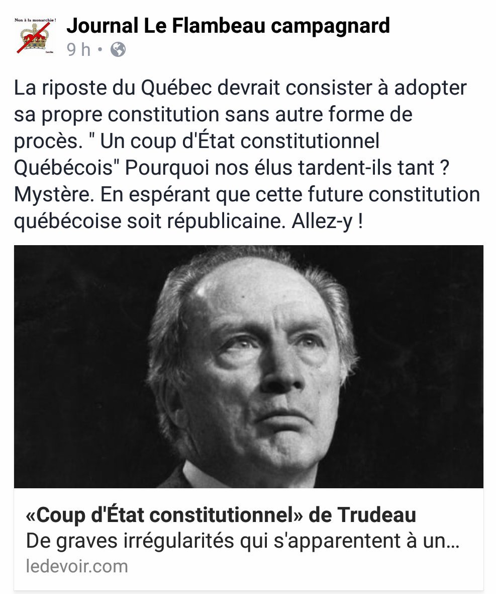 Qc_Republique's tweet photo. https://t.co/j7C1pHj5vt «Coup d'État constitutionnel» de #Trudeau .
Nouvelles révélations sur le rapatriement de la #Constitution https://t.co/CAx8E21IAc