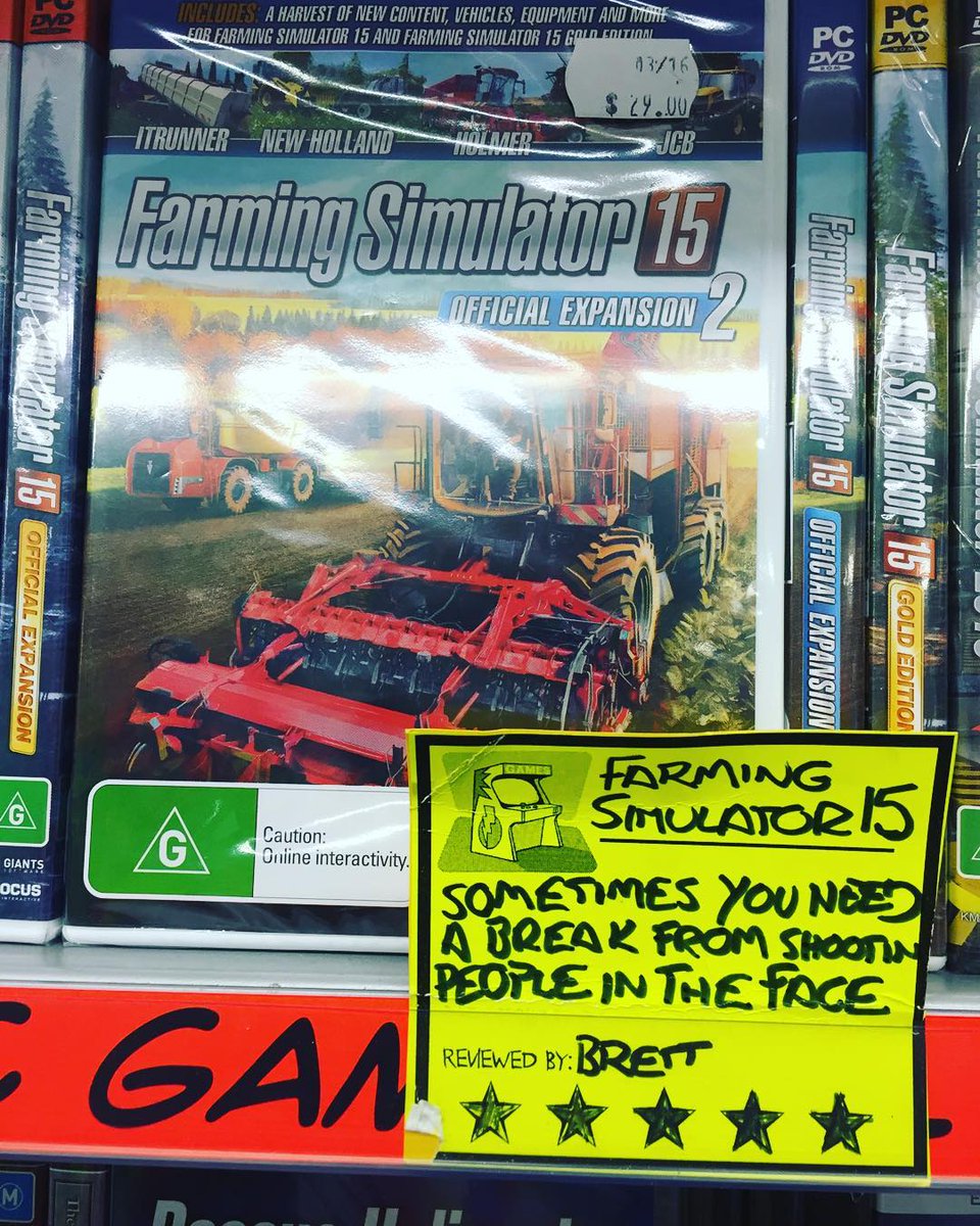 jb_reviews's tweet photo. Farming Simulator 15 • Has anyone linked video games to an increase in farming yet? Now that’s a PhD worth pursuing. https://t.co/UjrtYW3uEm https://t.co/xEKeDLVzMk