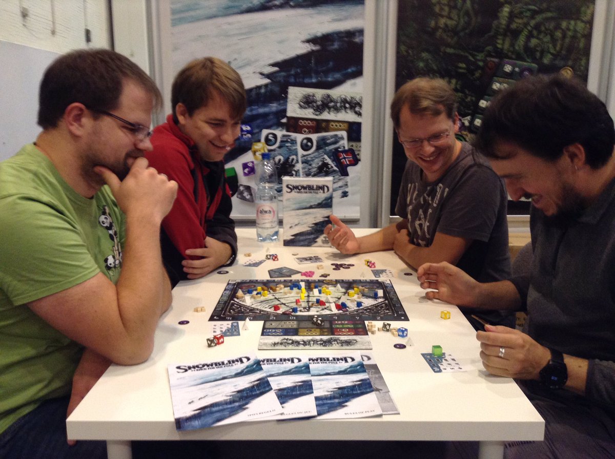 AdhilPatel's tweet photo. So, who's played Snowblind? We had so much fun demoing it in Essen. #bgg #boardgames #essen2016 #snowblind https://t.co/ogzWuBghMd
