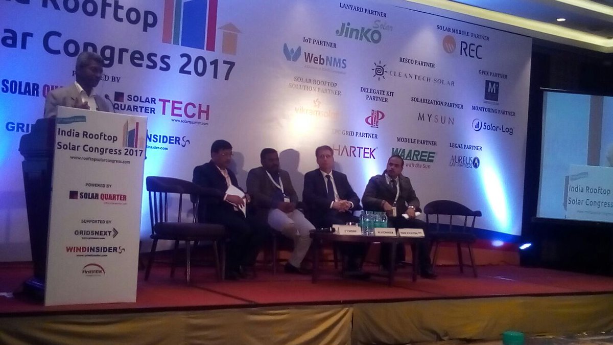 SolarQuarter's tweet photo. Discussing Asset & Portfolio Management with @_sterlingwilson @WebNMSIoT @SolarLogTM @amplussolar #onergysolar at #IRSC2017 https://t.co/zg0KYcUKj1