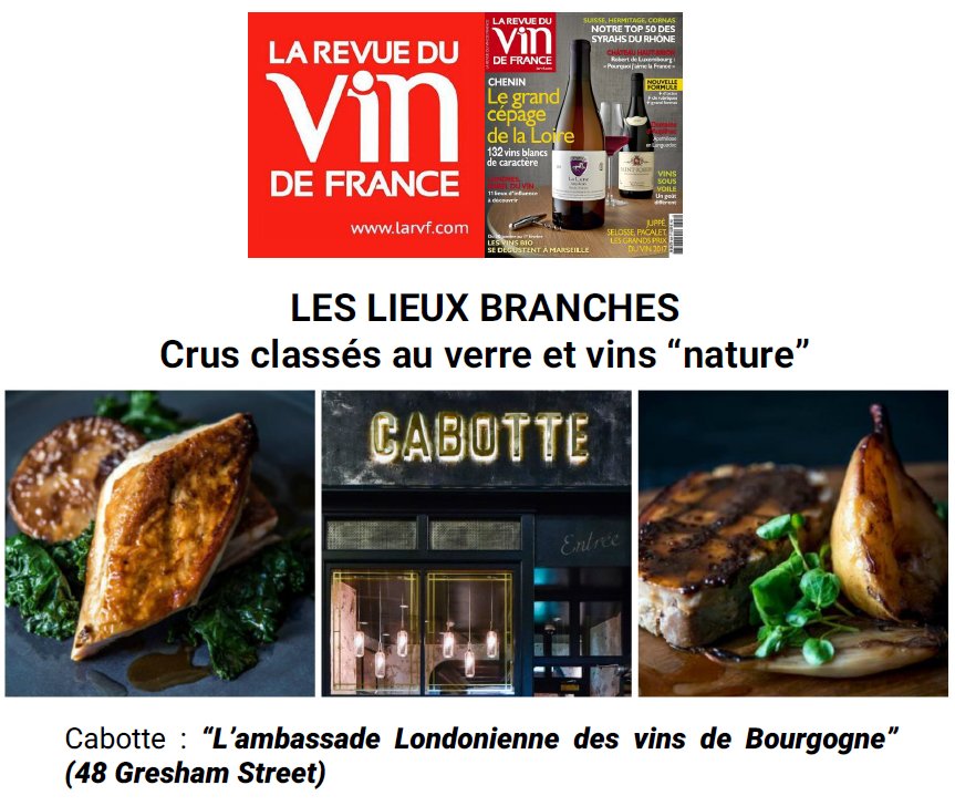 La Revue des Vins de France highly recommend <a href="/Cabotte_/">Cabotte</a>  - many congrats to @Cabotte_Ed <a href="/XavierRousset/">Xavier Rousset</a> <a href="/Gearoid_Devaney/">Gearoid Devaney MS</a> <a href="/LaRVF_mag/">La Revue du vin de France</a> 😀